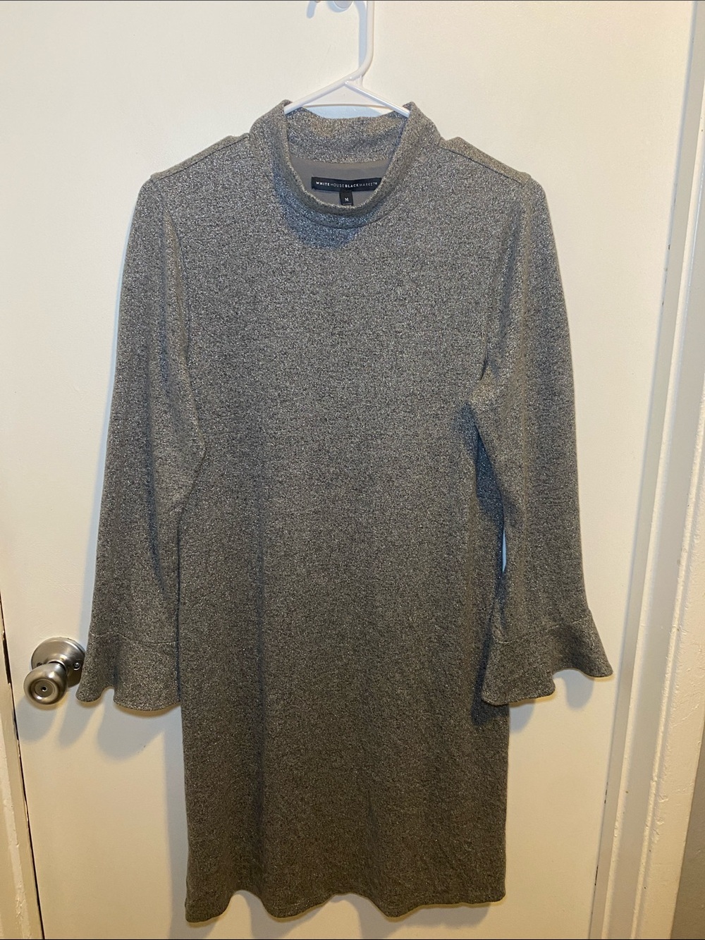 White House Black Market Silver-Gray Mock Neck Sweater Dress